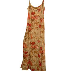 A.B.S. Evening beige pink coral rose floral all lace gown slip dress L Y2K vinta